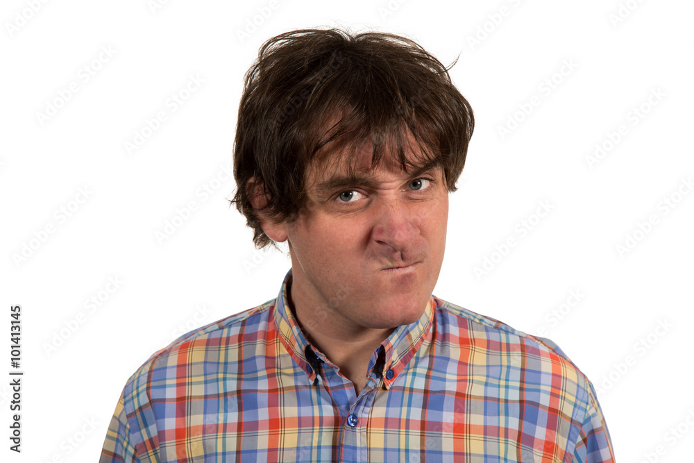 Close up portrait of young man yelling with open mouth Close up portrait of young man yelling with open mouth