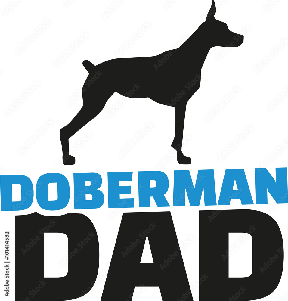 Doberman dad with dog silhouette