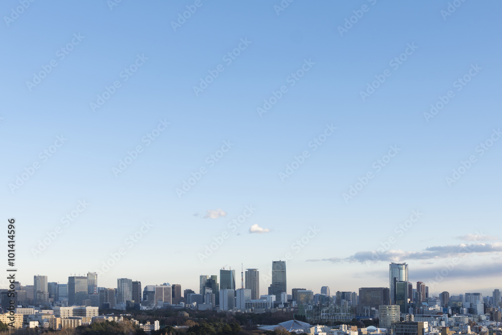 東京都市風景　東京タワー　赤坂　六本木　大空コピースペース　国立競技場解体跡地あり