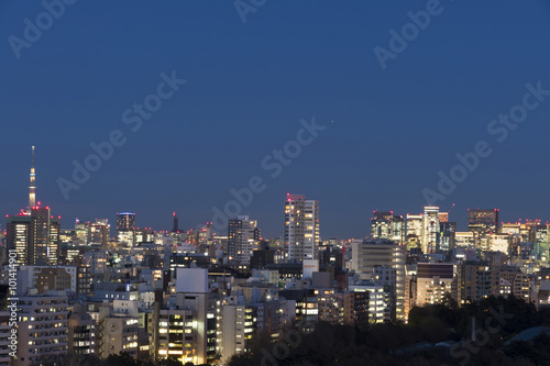 東京都市風景 東京スカイツリーと都心の街並 丸の内 新宿 水道橋方面 夜景