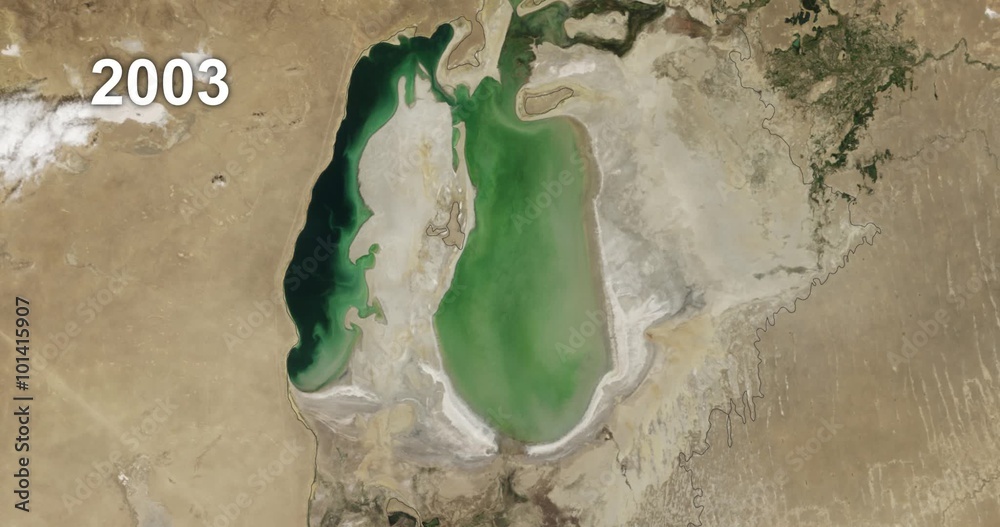 Time lapse of NASA satellite images shows the Aral Sea losing water ...