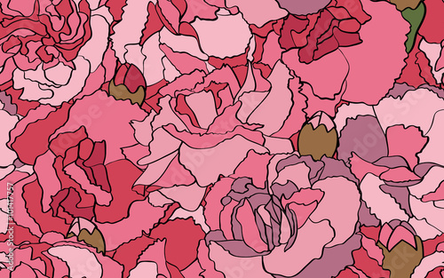 Pink carnation flower seamless pattern