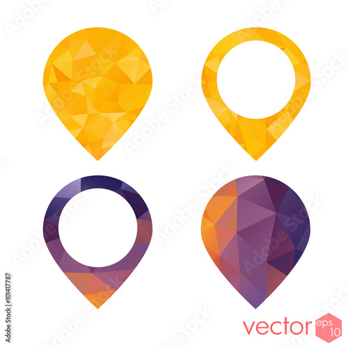 Icons place point navigation polygon style colored set
