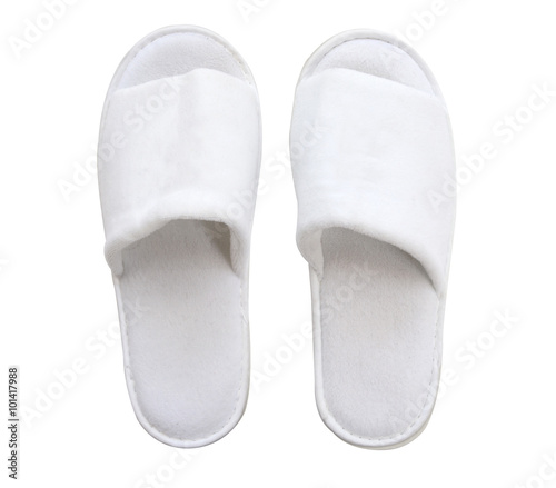 white comfortable slippers isolate (clipping path)