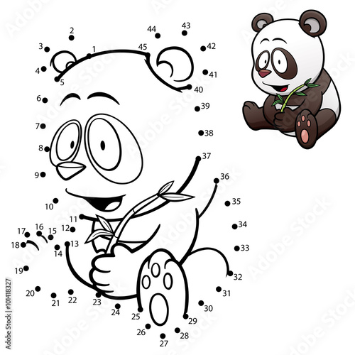 Fototapeta Naklejka Na Ścianę i Meble -  Vector Illustration of Education dot to dot game - Panda