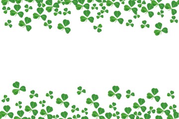 St Patricks Day double border of shamrocks over a white background