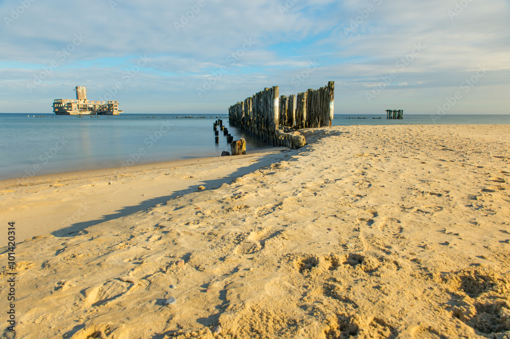 Fototapeta premium Gdynia-old military buidling on Baltic sea, Poland