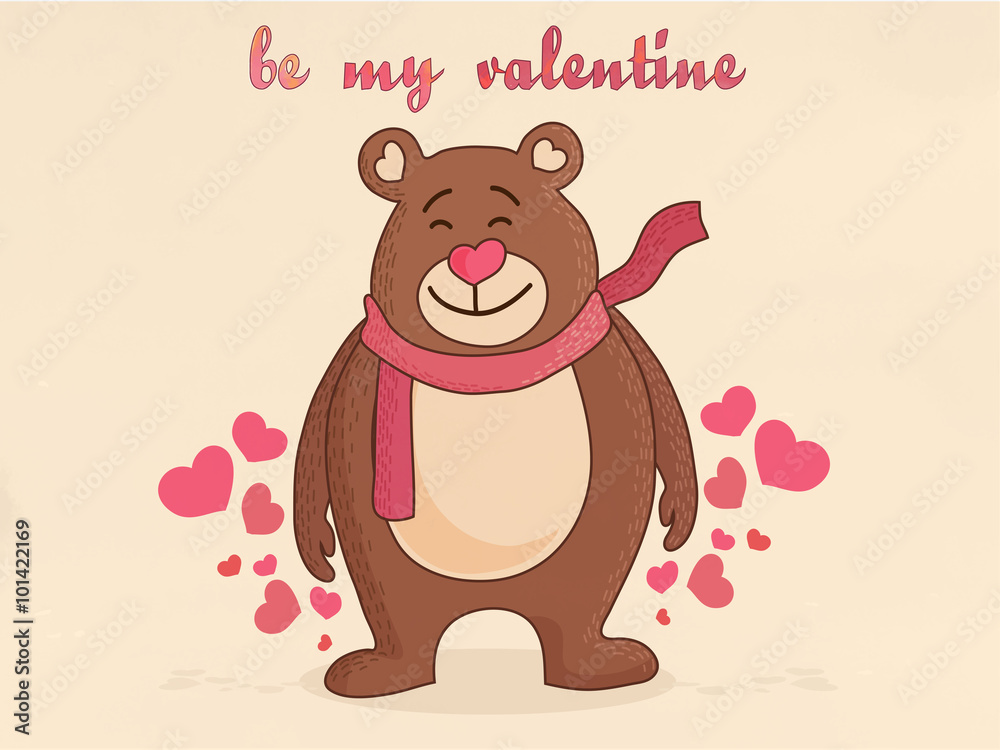 Cartoon of a bear for Valentine's Day celebration.