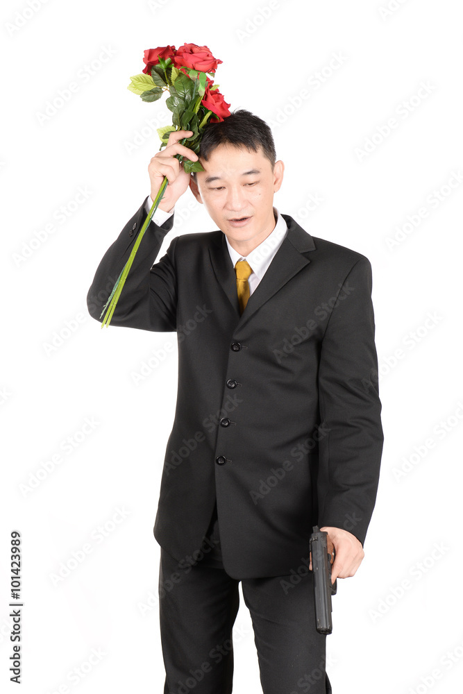Businessman fail in work and love. on white background Businessman fail in work and love. on white background