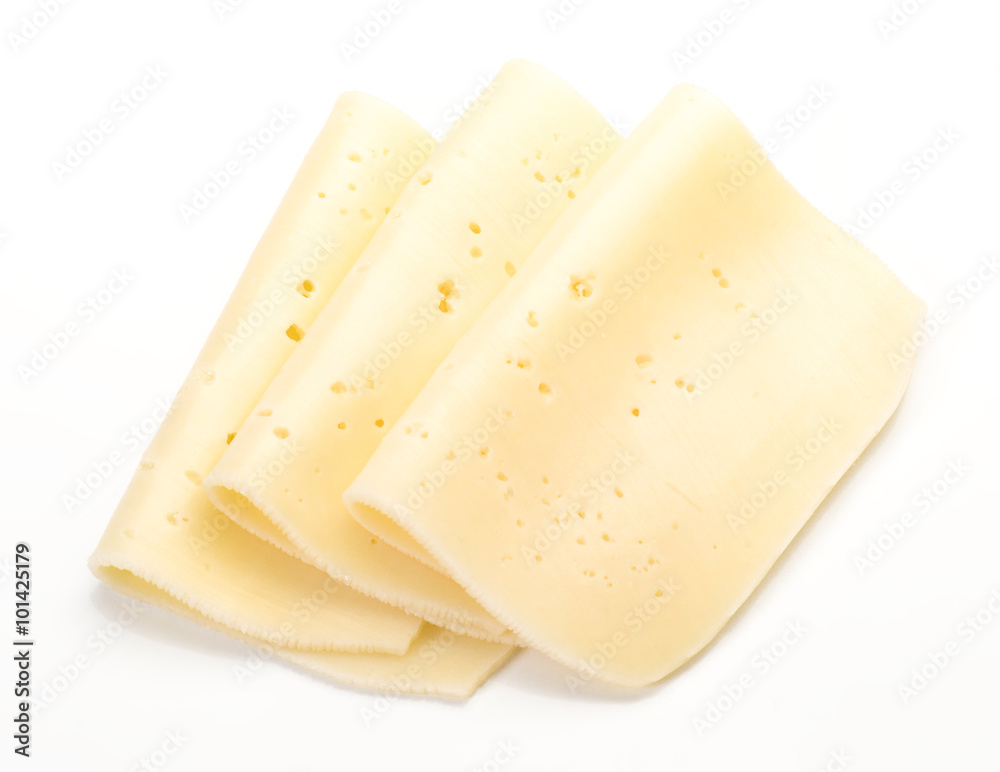 tender slices of cheese on white base