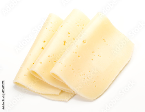 tender slices of cheese on white base