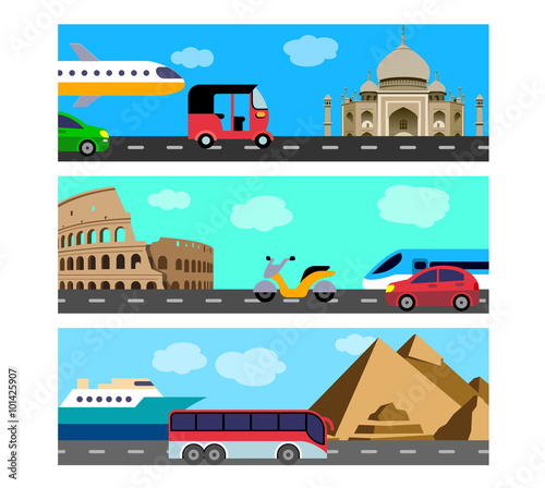 Transport travel horizontal banners
