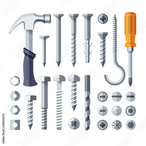 Repair tools flat icons set