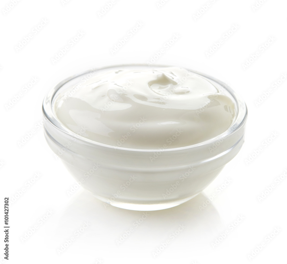 Glass bowl of cream Glass bowl of cream