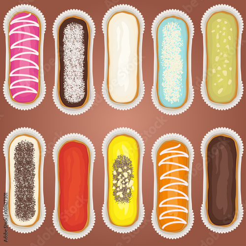 Eclairs vector set.