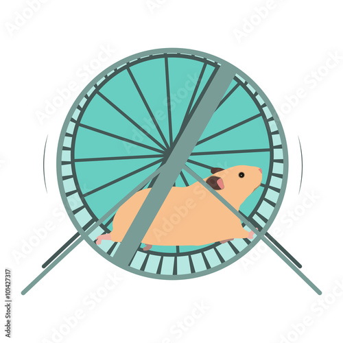 Hamster in a wheel.