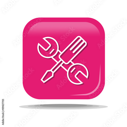 Flat Icon of screwdriver and wrench. Isolated on pink background. Modern vector illustration for web and mobile.