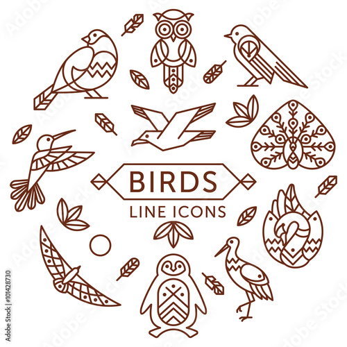 Birds line icons