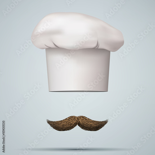 Symbol of chef cap toque and mustache. 