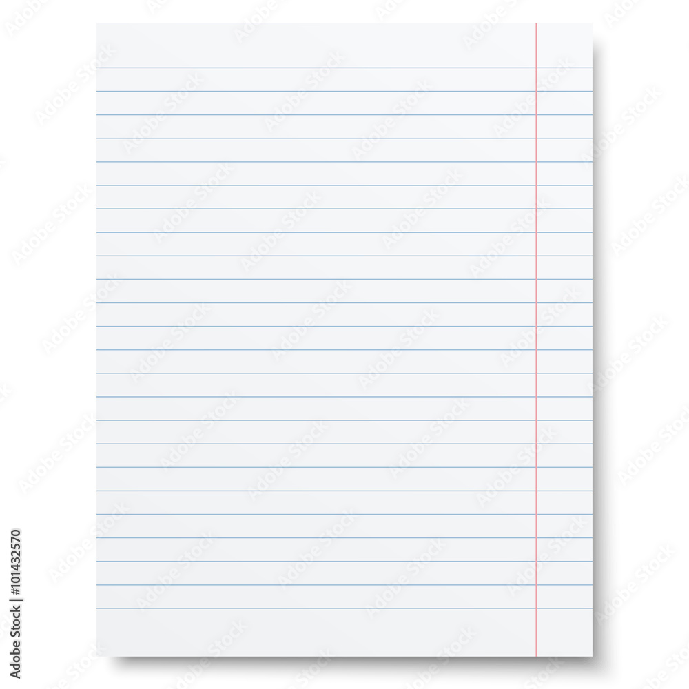 Notebook lined paper sheet isolated Notebook lined paper sheet isolated
