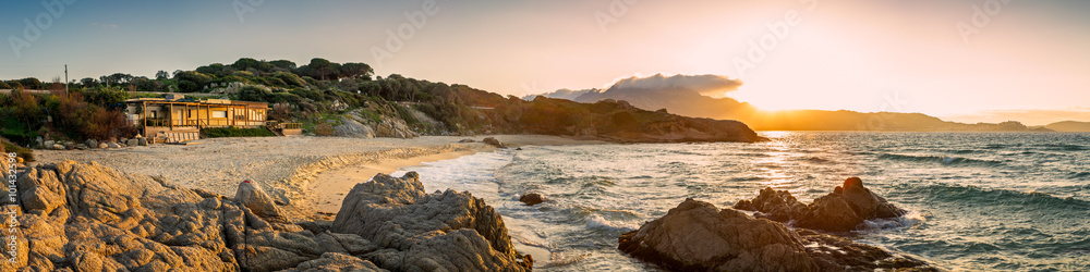 Obraz premium Panoramic view of Plage de Petra Muna near Calvi in Corsica