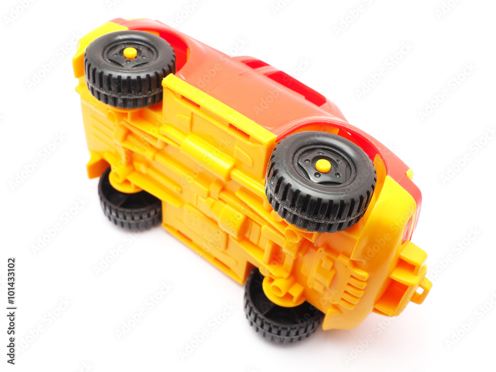 Fototapeta premium red toy car on a white background