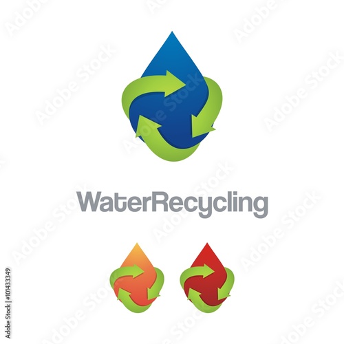 Recycle Logo - Recycled Water - Twist Three Arrows And Water Design Logo Vector