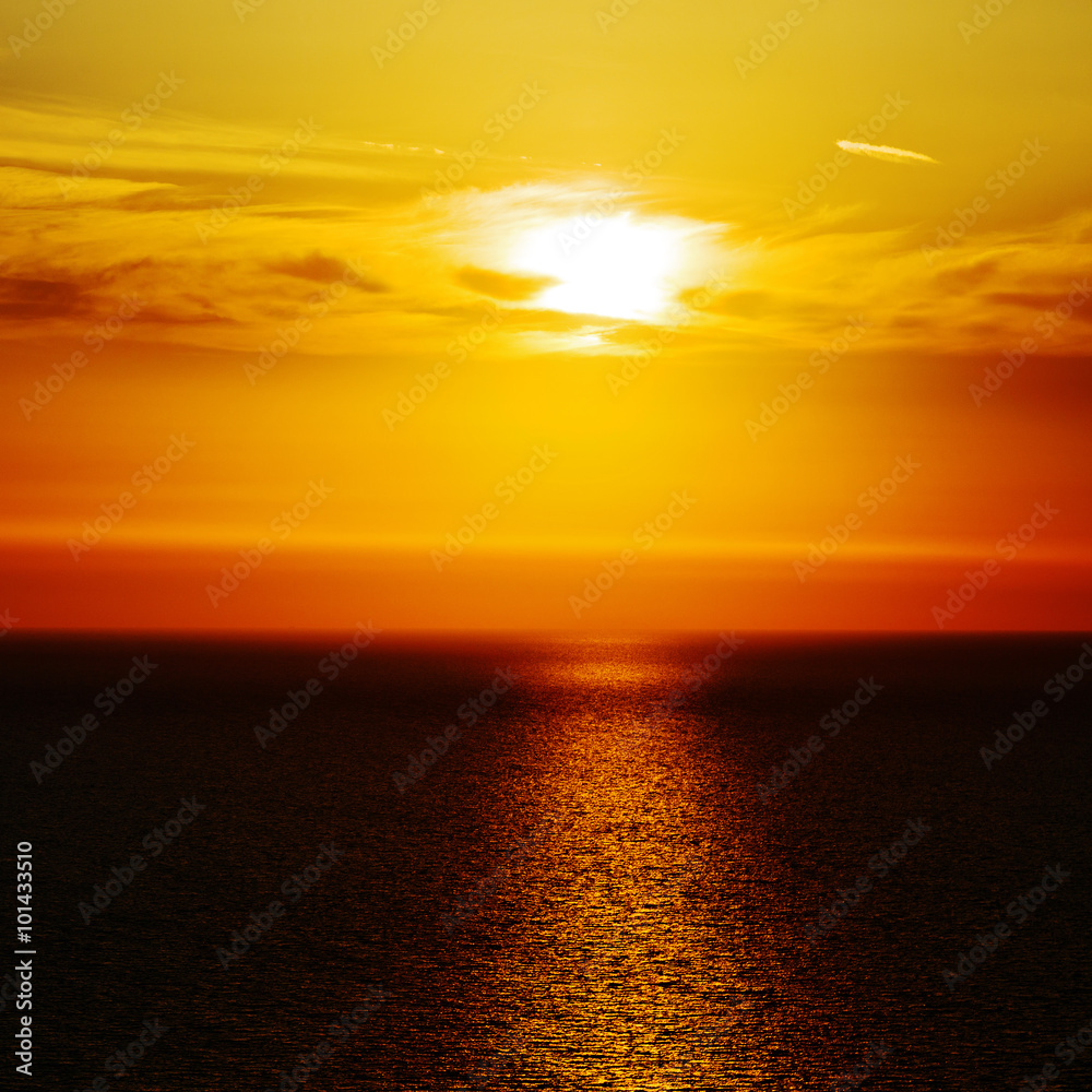 mediterranean red sea in cyclades  hill    greece sunset and the