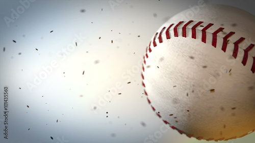 Rotating Baseball, hi-speed, slow- speed, loop white little particles around the ball  photo