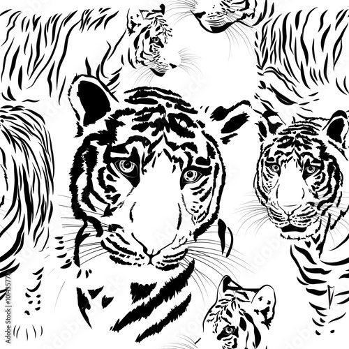 Fototapeta Naklejka Na Ścianę i Meble -  seamless pattern background tiger skins