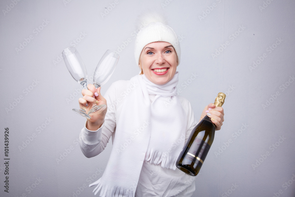 Naklejka premium woman with champagne