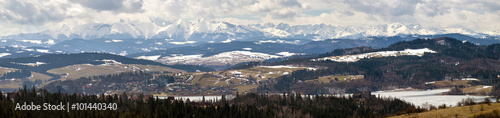 Panorama Tatr okolice jeziora czorszty  skiego