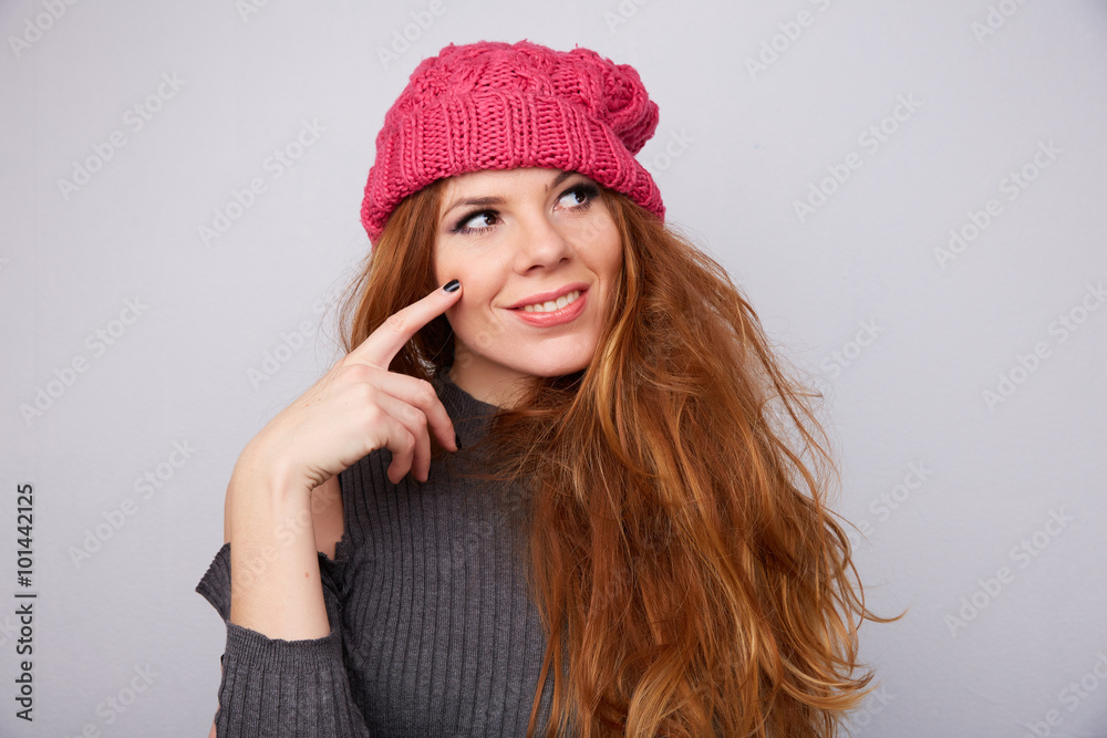woman in a pink hat thought woman in a pink hat thought