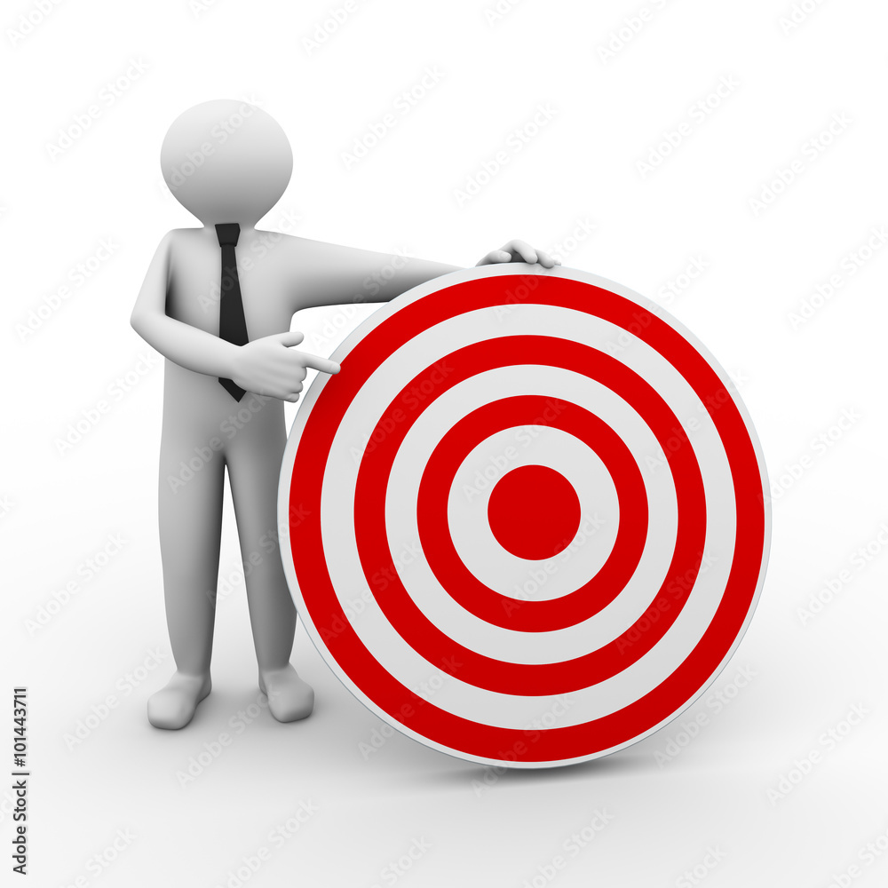 3d business person wih target 3d business person wih target