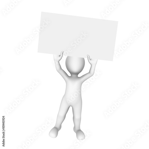 3d man with empty white poster