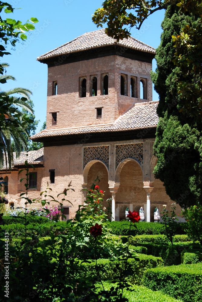 View of the Partal Gardens, Alhambra Palace.