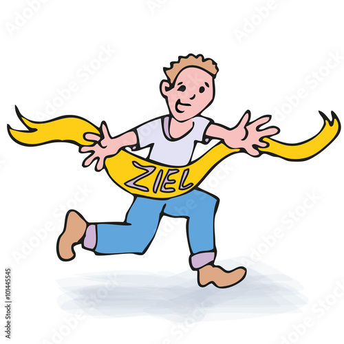Strichmännchen beim Ziel und Zieleinlauf