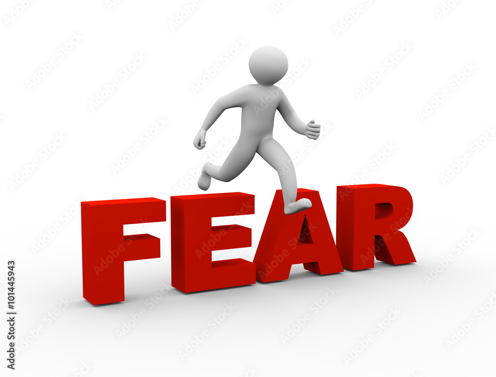 3d man jumping over fear 3d man jumping over fear