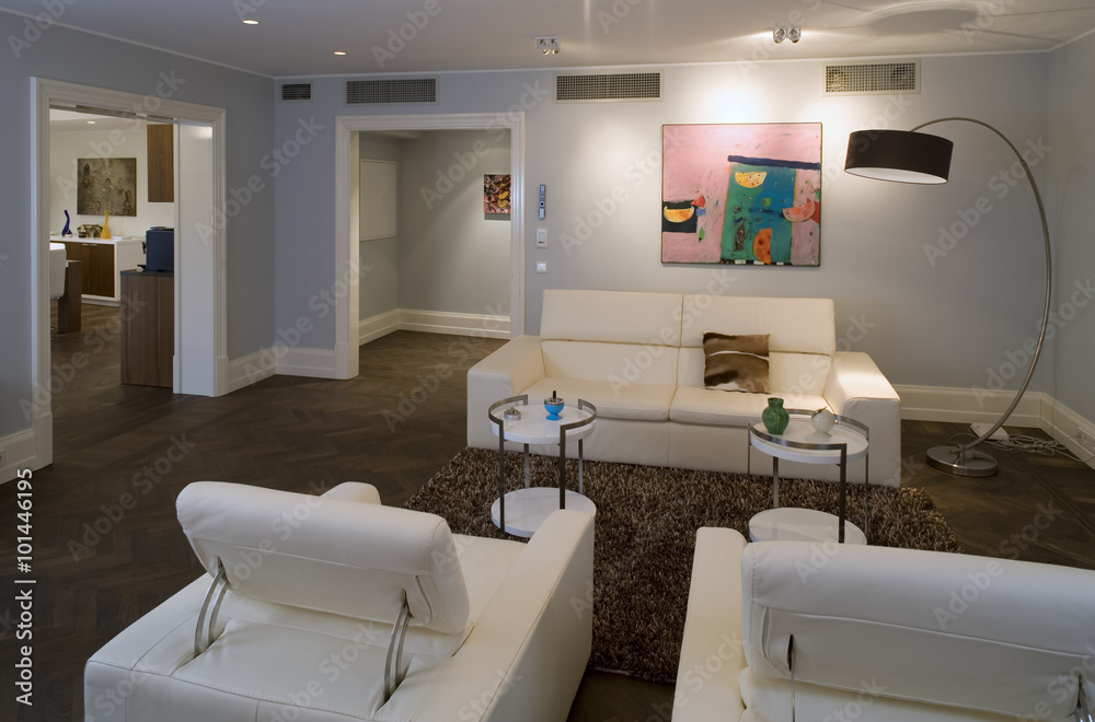 Modern guestroom interior in private house. Studio. Modern guestroom interior in private house. Studio.
