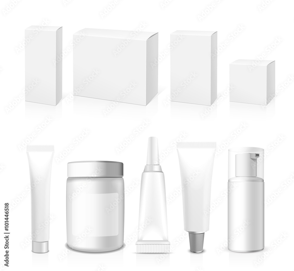 Realistic vector Tubes, Jar And Package.