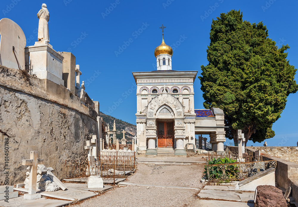 Old russian church in Menton, France.