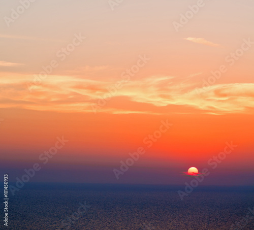 mediterranean red sea in cyclades  hill    greece sunset and the © lkpro