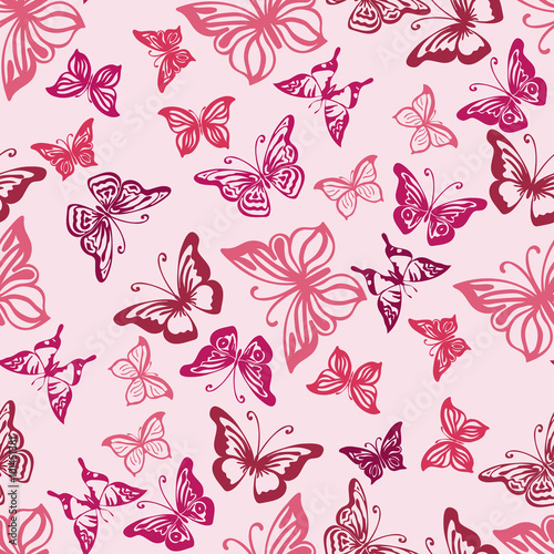 Butterfly wallpaper - Wall mural Seamless  pattern with silhouettes of  butterflies