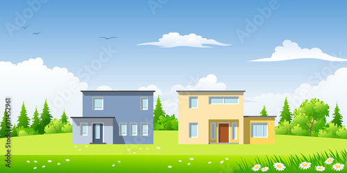 Two modern Houses in the Landscape