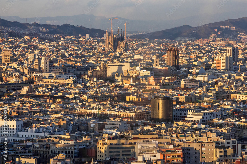 Barcelona aeral city view, Spain