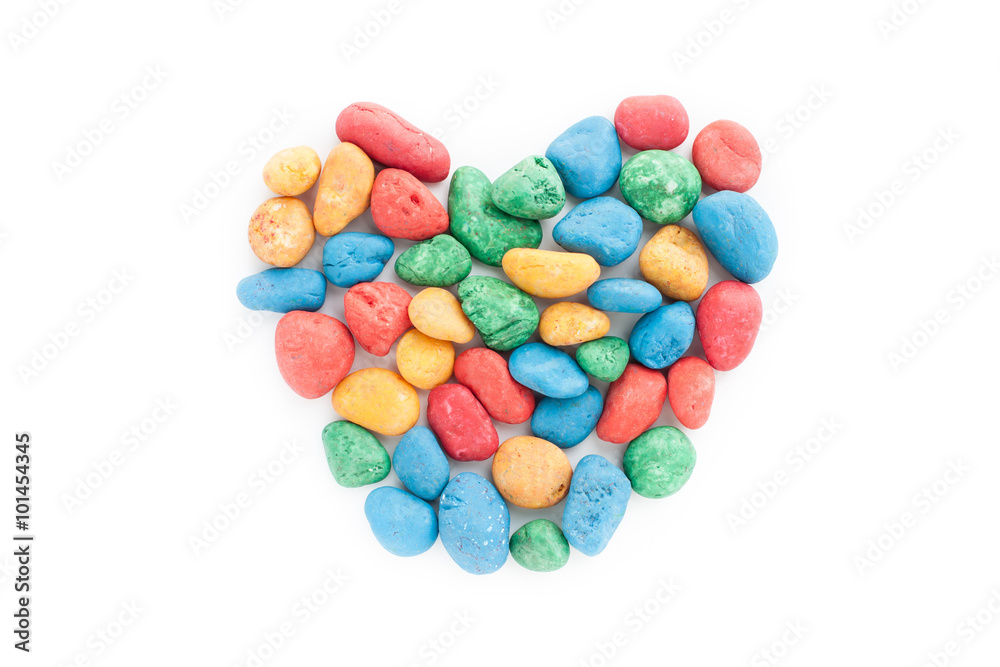 Colorful stones arranged in a heart shape Colorful stones arranged in a heart shape