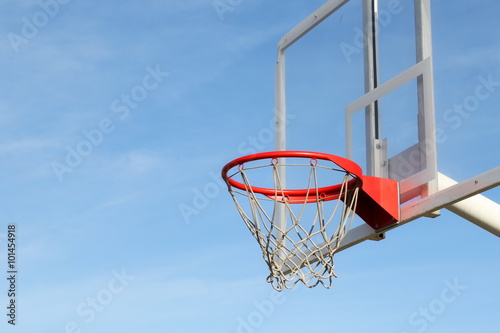 basketball hoop transparent on blue sky background