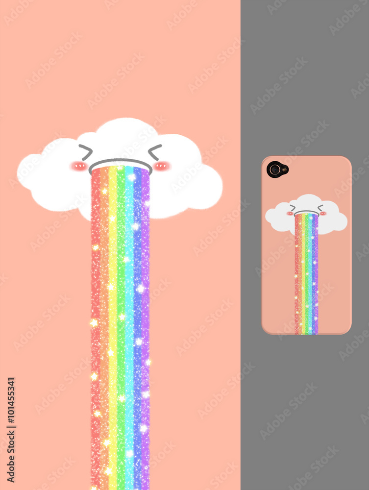 Mobile Phone Case Cover, Creative Illustration and Innovative Art: Rainbow  Waterfall Flowed from a Cute Cloud! Realistic Fantastic Cartoon Style  Artwork Scene, Wallpaper, Story Background, Card Design Stock Illustration  | Adobe Stock