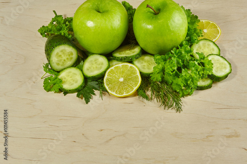 healthy food on wooden background