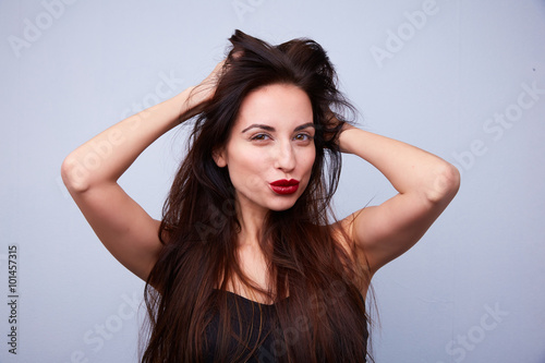 sexy woman holding his head